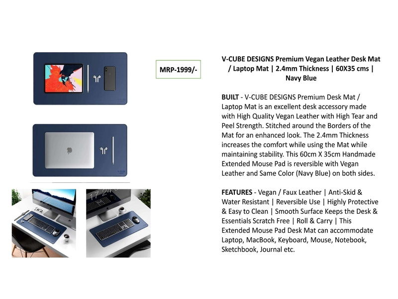 V-Cube Laptop Desktop Mat Navy Blue I