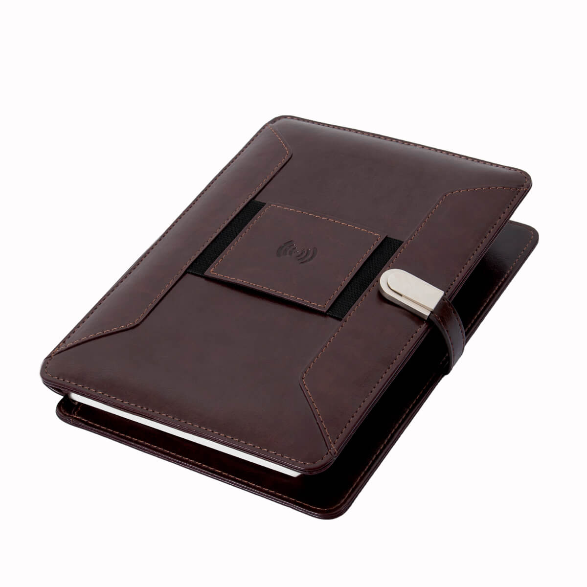 Pennline Superbook Organizer With Wireless Charging + 8000mAh Powerbank And 16GB Flash Drive Coffee Brown